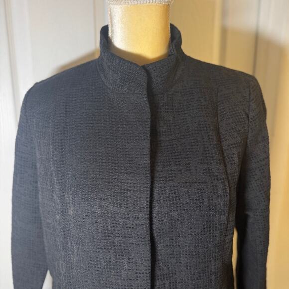 Eileen Fisher Organic Cotton Blend Textured Snap Front Closure Black Jacket SP - Picture 2 of 12